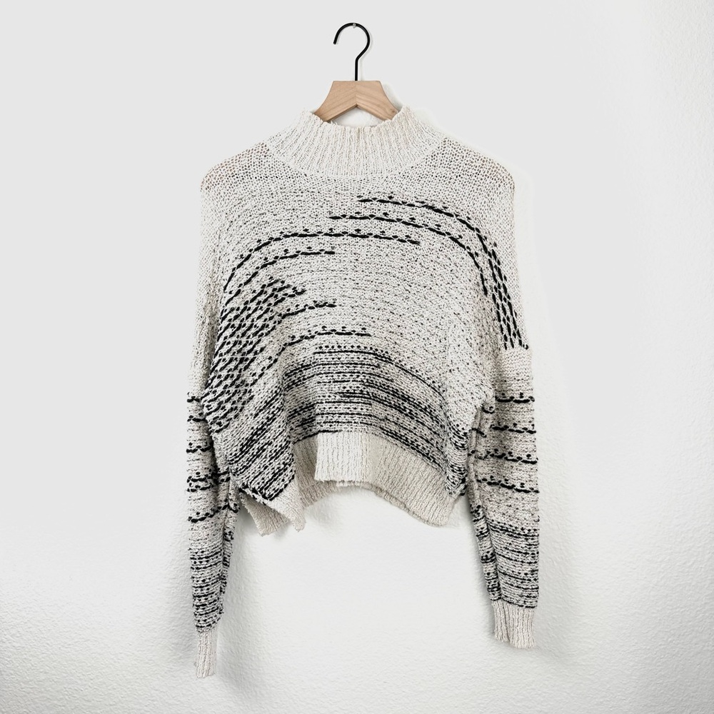 Cream and Black Turtleneck Sweater